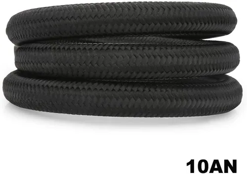 Vista 6 de [Usado] Manguera de línea de combustible 10AN de acero inoxidable con trenzado de nailon para aceite y gas; manguera de línea de combustible de 1