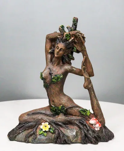 Vista 7 de Ebros Gift Celta Greenwoman Gaia Dryad Ent Nativa Tierra Diosa Meditación Yoga Paloma Zen Pose Figurilla Árbol de la Vida Criatura mística ser
