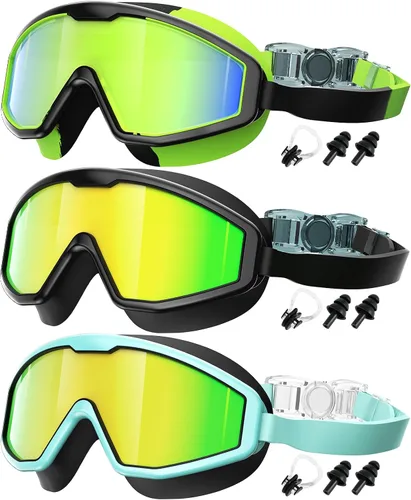 Vista 9 de Gafas de natación para niños, gafas de natación para niños, 3 unidades de gafas de natación de agua para niños y niñas, antivaho UV400