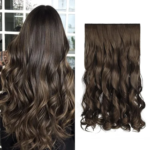 Vista 18 de REECHO Extensiones de cabello rubio, extensiones de una pieza con clip de 20" para mujer, extensiones de cabello sintético suave y natural con ondas