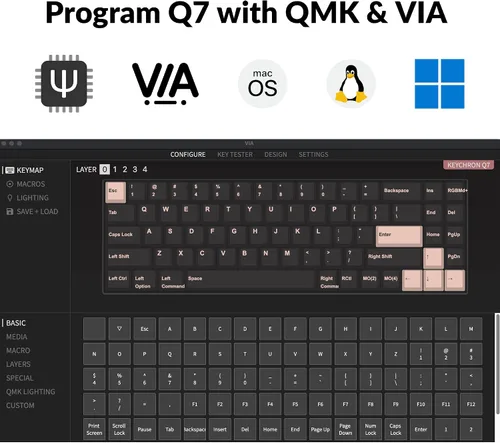 Vista 2 de Keychron Q7 - Teclado mecánico personalizado con cable RGB intercambiable en caliente compatible con Mac Windows Linux QMKVIA Macro programable