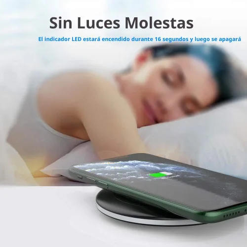 Vista 5 de Yootech Cargador inalámbrico, almohadilla de carga inalámbrica de 10 W máx. compatible con iPhone 17/17 Pro/17 Pro Max/Air/16/15/14/13/SE Negro/Negro
