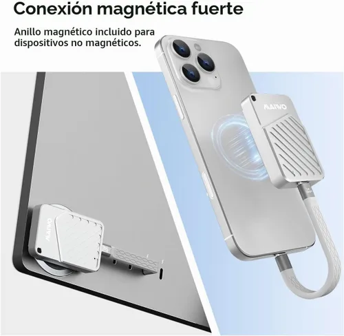 Vista 5 de MAIWO Carcasa magnética 2230 2242 M.2 NVMe SSD USB3.2 GEN2, carcasa externa de lector de unidad de estado sólido para iPhone 17 16 15 Pro Max