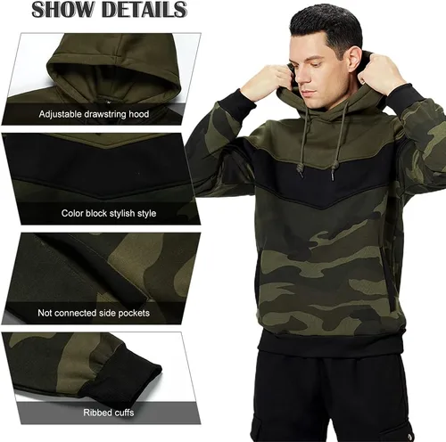 Vista 3 de LBL - Sudaderas con capucha para hombre, de mezcla suave, con forro polar, con bolsillo tipo canguro