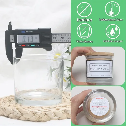 Vista 5 de MILIVIXAY Paquete de 20 tarros de vela de vidrio transparente de 4 onzas con tapas y kits de fabricación de velas, tarros pequeños vacíos a granel