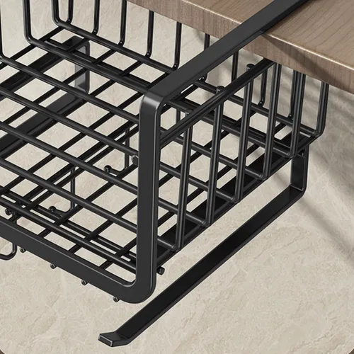 Vista 8 de Cesta debajo del estante, armario de cocina con ganchos para colgar debajo del estante, cesta de almacenamiento, organizador de armario de cocina