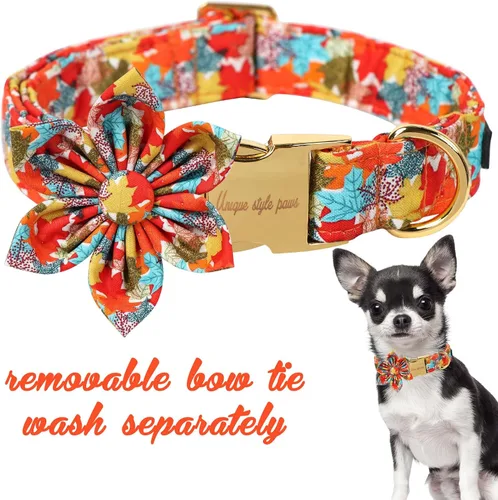 Vista 27 de Unique Style Paws Collar de perro de Halloween con lazo de algodón lindo pajarita para perros pequeños, medianos y grandes, vacaciones