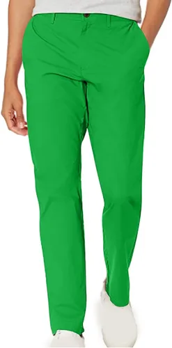 Vista 2 de Muscularfit Pantalones de vestir con cremallera y hebilla suelta casual para hombre, pantalones de vestir ajustados y sólidos, ropa de moda