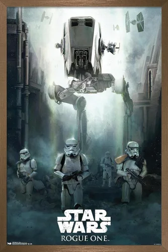 Vista 15 de Trends International Star Wars: Rogue One - Póster de pared de asedio, 14.725 x 22.375 pulgadas, versión enmarcada de madera de granero