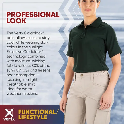 Vista 2 de Vertx Polo táctico para mujer, manga corta, transpirable, ropa táctica al aire libre para misiones activas, ajuste relajado