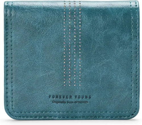Vista 8 de APHISON Billetera para mujer, delgada y pequeña, cartera RFID para mujer, azul (01A125peacock Blue), Moda