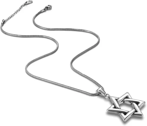Vista 6 de Star of Magen David Necklace Mens 316L Stainless Steel Jewish Israel Hebrew Judaic Pendant Seal of Solomon Talisman Tantrism Hexagram Estrella