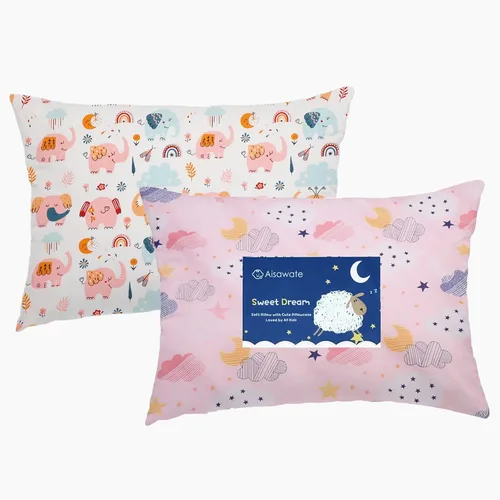 Vista 7 de Funda de almohada para niños pequeños, paquete de 2 fundas de almohada 100% algodón para niños y niñas, funda de almohada de 15 x 23 pulgadas, se