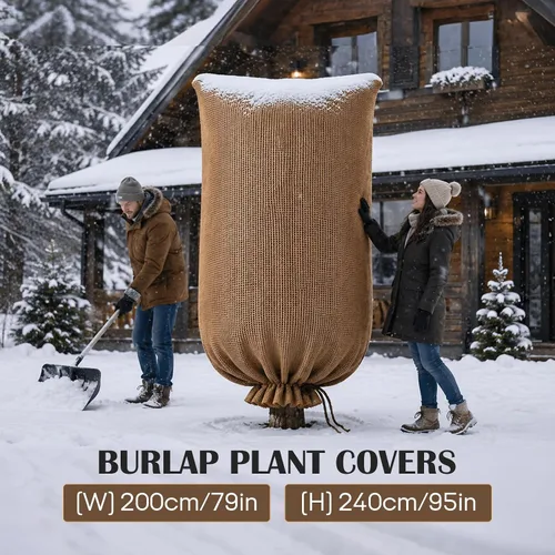Vista 7 de Bolsas extra grandes de arpillera para plantas de invierno de 79 x