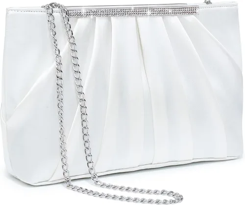 Vista 13 de Dasein - Bolsos de mano elegantes con pliegues para mujer, bolsos formales de noche con diamantes de imitación para bodas, fiestas, graduaciones