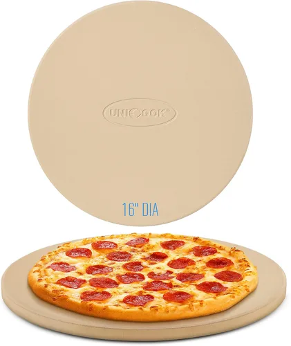 Vista 11 de UNICOOK - Piedra redonda para hornear pizza, 10", 12", 14", 15", 16", para horno y parrilla Even Heating and Consistent Heat Retention, Creates