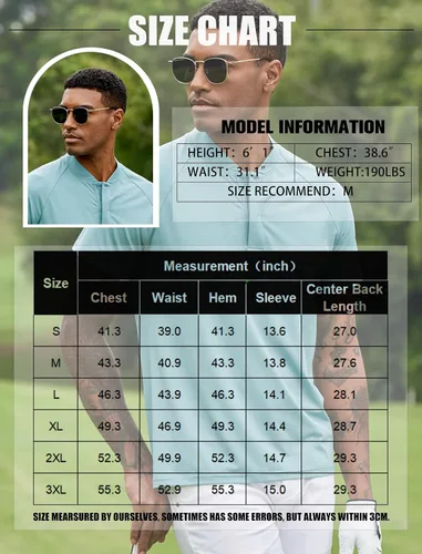 Vista 6 de COOFANDY Polo de golf de secado rápido para hombre, camiseta Henley de manga corta, atlética, deportiva, sin cuello, camisetas deportivas