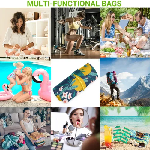 Vista 4 de visesunny Lemon Floral - 2 bolsas húmedas con bolsillos con cremallera, lavable, reutilizable, espaciosa para viajes, playa, piscina, guardería