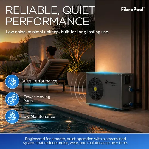 Vista 7 de FibroPool Bomba de calor para piscina, FH255, 55,000 BTU, para piscinas y spas por encima y enterradas, alta eficiencia, calentador eléctrico,