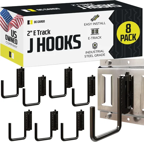 Vista 10 de DC Cargo - Ganchos J de pista E (5,08 cm - Paquete de 4) - Accesorios verticales de pista E - Ganchos para colgar para su sistema de riel de pista E