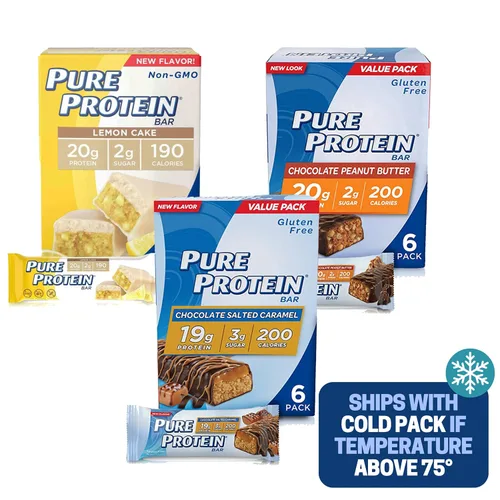 Vista 8 de Barras de proteína pura, chispas de chocolate masticable, chocolate de lujo, mantequilla de maní y chocolate, caja de 6-3 cajas, 1 caja de cada sabor