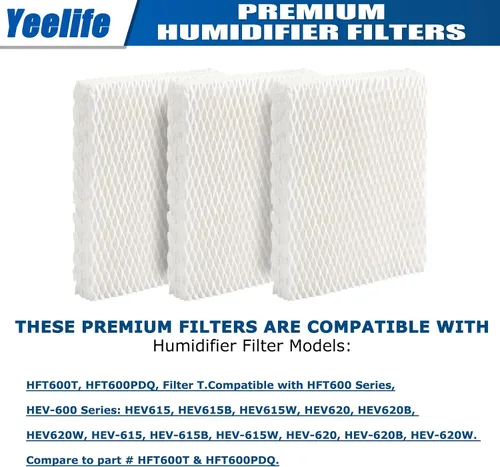 Vista 5 de Paquete de 8 filtros HFT600 de repuesto para filtro Honeywell, humidificador Honeywell HEV615, HEV620, comparado con la pieza HFT600T HFT600PDQ