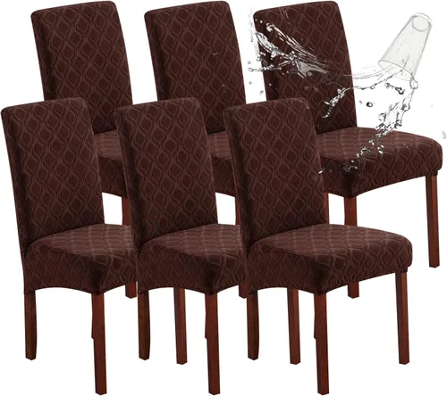 Vista 43 de Genina Juego de 4 fundas 100 % impermeables para sillas de comedor grandes, fundas protectoras elásticas para sillas Parson para el hogar
