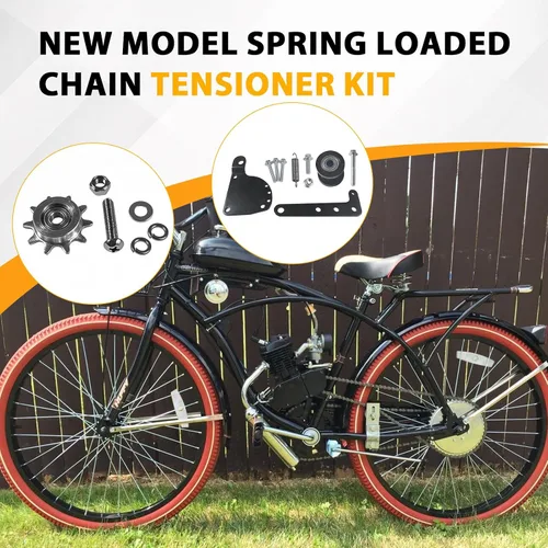 Vista 3 de Nuevo modelo de kit tensor de cadena con resorte para bicicleta motorizada de gas con motor de 2 tiempos de 49cc, 50cc, 66cc, 80cc, negra