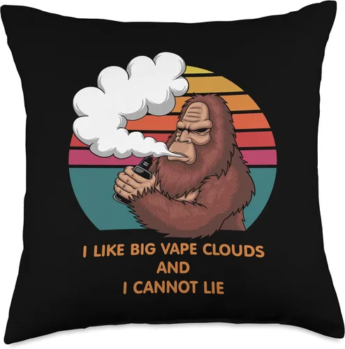 Vista 4 de The Vape Life Designs Almohada con texto en inglés "I Like Big Vape Clouds and I Cannot Lie-Ape Monkey, 16 x 16 pulgadas, multicolor