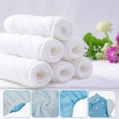 Vista 2 de 7 pañales de tela para bebé, pañales de bolsillo reutilizables, lavables, ajustables, súper absorbentes, pañales cómodos multicolor, pañales