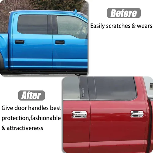 Vista 2 de AUCERAMIC Cubierta protectora cromada para manijas de puerta cromadas para Ford F150 2015-2020, tapas protectoras cromadas, 12 unidades, 4 puertas