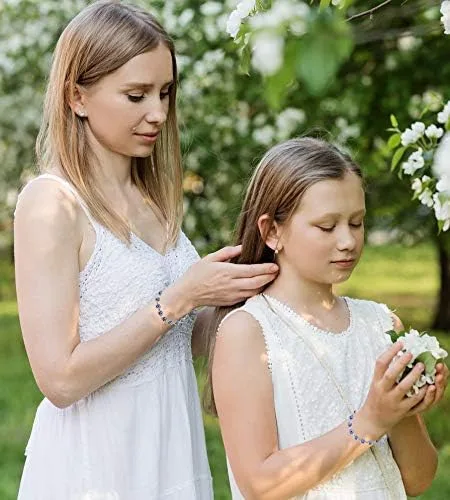 Vista 4 de Pulsera de oro para mujeres y niñas, pulsera de cuentas ajustable para adolescentes y niñas