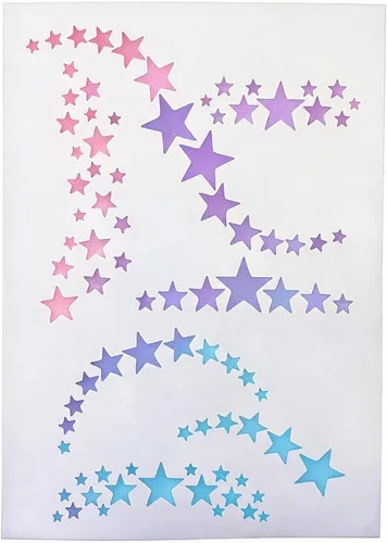 Vista 8 de TIAMECH Plantilla ondulada de estrellas reutilizables A4 para pintar, plantilla de capas de cielo estrellado de varios tamaños, arte de pared