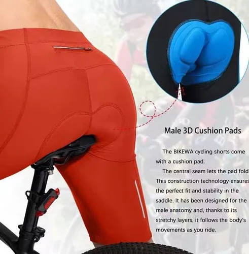 Vista 4 de Bikewa - Pantalones cortos de ciclismo para hombre, con acolchado 3D, para ciclismo de carretera o montaña, FPU 50+, bolsillos con cremallera