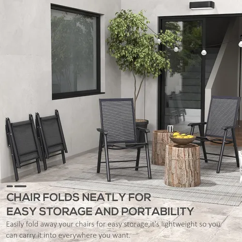 Vista 5 de Outsunny - Juego de 4 sillas plegables para patio, color negro