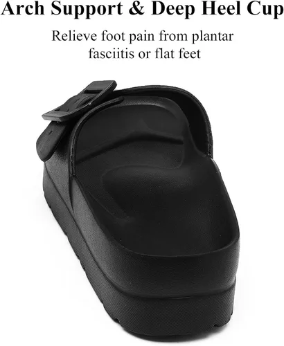 Vista 5 de Sandalias de plataforma para mujer con soporte de arco, hebilla ajustable, sandalias de playa para mujer, cómodas, ligeras, ultraacolchadas