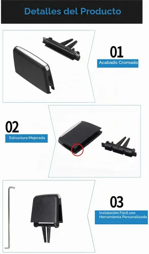 Vista 5 de Jaronx 1 pestaña de clip de ventilación compatible con BMW Serie 3 E90 E91 E92 E93, pestañas de rejilla de aire mejoradas, clip de salida