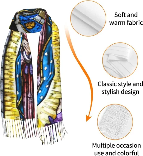 Vista 6 de Waygotee Our Lady Of Guadalupe Virgin Mary Soft Cashmere - Bufandas ligeras para mujer, chales grandes y envolturas