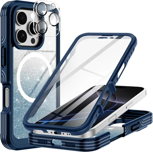 Vista 29 de Hekodonk Funda para iPhone 15 Pro Max, compatible con Magsafe [protector de pantalla de vidrio templado integrado y protección de lente de cámara]