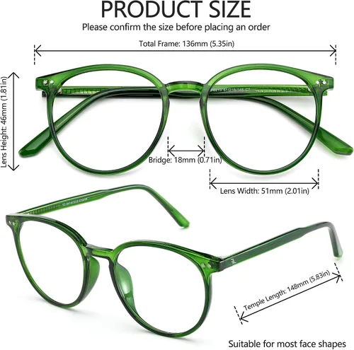 Vista 4 de Gafas redondas con bloqueo de luz azul para computadora para mujeres y hombres