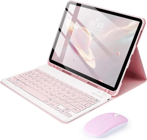 Vista 11 de SOPPY Funda con teclado Bluetooth con mouse para iPad de 6ª/5ª generación, iPad Pro de 9.7 pulgadas, Air 1/2, teclado inalámbrico desmontable