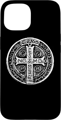 Vista 6 de Funda cristiana católica para iPhone 16 con medalla de San Benito de San Benito
