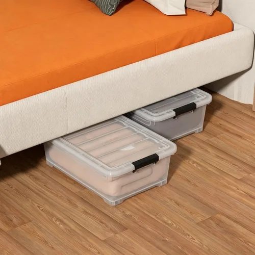Vista 2 de Cubo de almacenamiento apilable de plástico transparente debajo