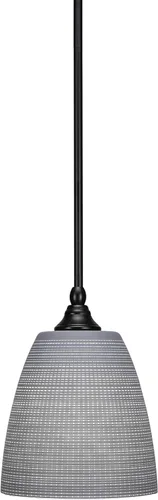 Vista 163 de Toltec Lighting Tallo Colgado Mini colgante, acabado de cobre negro, 3.5" cuadrado humo burbuja vidrio