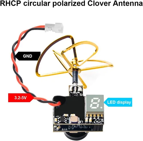 Vista 4 de AKK A2 5.8Ghz 200mW FPV Transmisor Raceband 600TVL 1/4 Cmos Mini FPV Micro AIO Cámara con Antena Trébol para FPV Drone