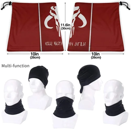 Vista 4 de Face Mask Red Bandana Mask Adjustable Cooling Neck Gaiter Balaclava Face Mask Washable for Women Men