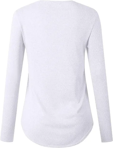 Vista 3 de Womens Long Sleeve Tops Fall Winter Fashion Solid Color Blouse Casual Printed Top