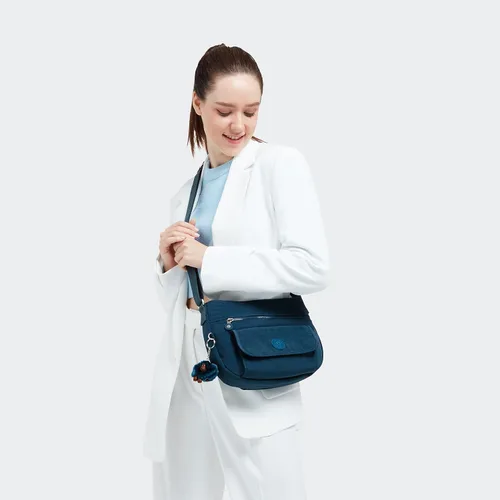 Vista 6 de Kipling Crossbody Syro para mujer, organiza accesorios, sorprendentemente espacioso, correa ajustable, bolsa de nailon