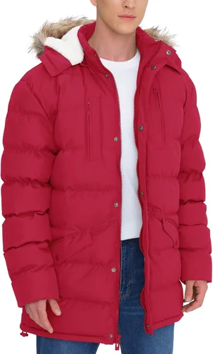 Vista 8 de Abrigos largos de invierno para hombre, cálidos, resistentes al agua, inflados, con capucha, cortavientos, aislados, chaquetas acolchadas Azul