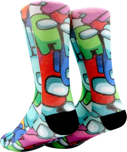 Vista 5 de Divertidos calcetines unisex para hombre, novedosos y locos estampados 3D de compresión largos